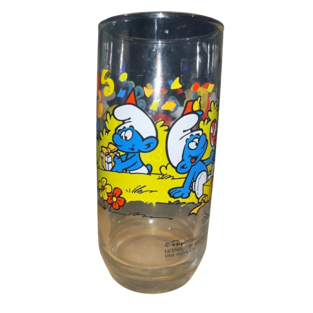 Vintage 1983 Smurfs Hardee's Collector Glass